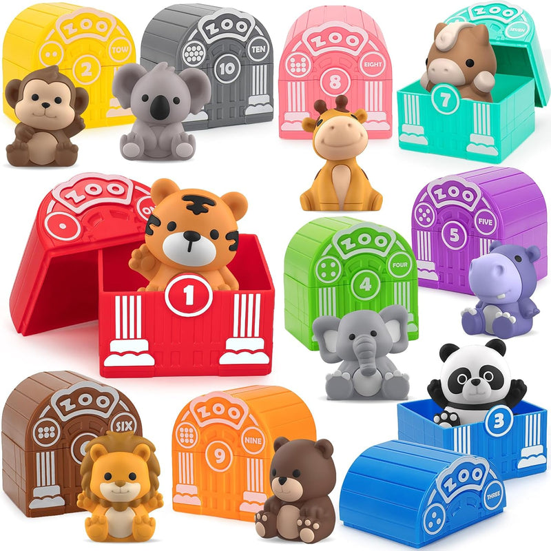 20-Piece Farm Animals Toy Set for Toddlers, Montessori Counting and Matching Fine Motor Games