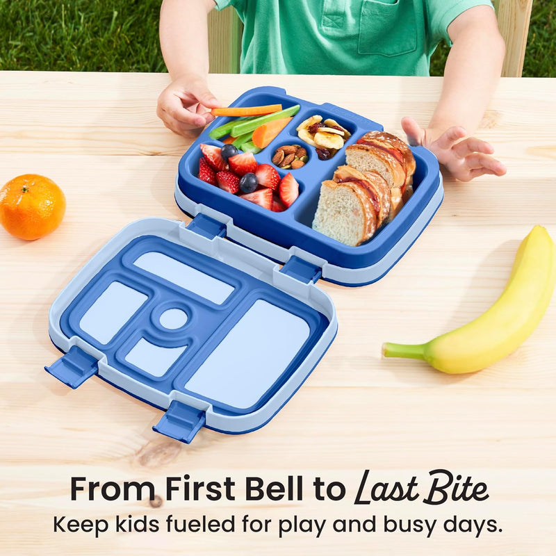 Bentgo Kids Bento-Style 5-Compartment Leak-Proof Lunch Box - Just-Right Portions for Ages 3 to 7, Durable, Drop-Proof, Dishwasher Safe, PFAS & BPA-Free & Made with Food-Safe Materials (Blue)