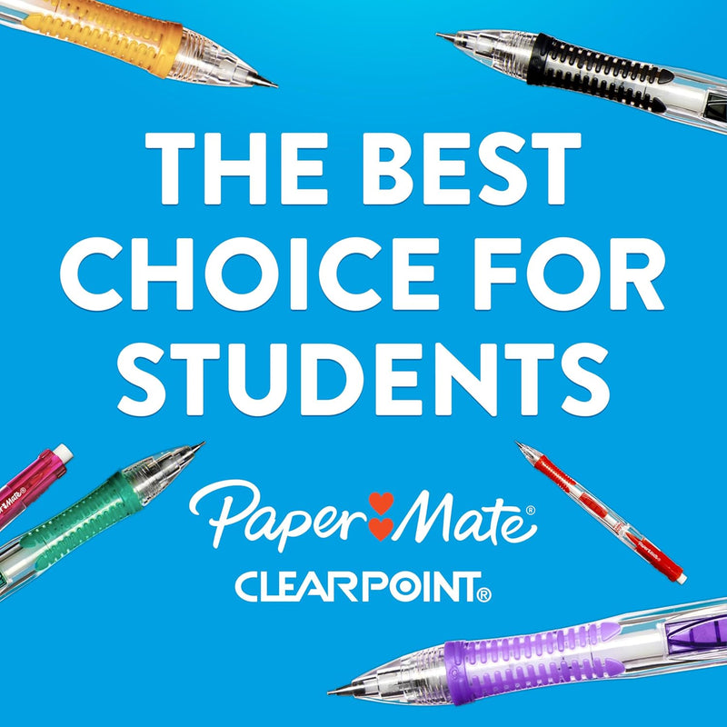 Paper Mate Clearpoint Mechanical Pencils, 0.7mm HB #2 Lead, Black Barrels, 4 Count - School Supplies, Note Taking