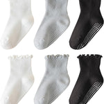 ANYANIME Toddler Socks Ruffle for Girls Baby Grip Socks Non Slip Cute Frill