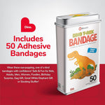BioSwiss Bandages, Dinosaur Shaped Self Adhesive Bandage Set, Latex Free, Sterile Wound Care, 50 Count