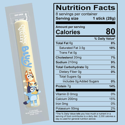 Organic Valley Stringles Bluey Organic Mozzarella String Cheese, 8 oz