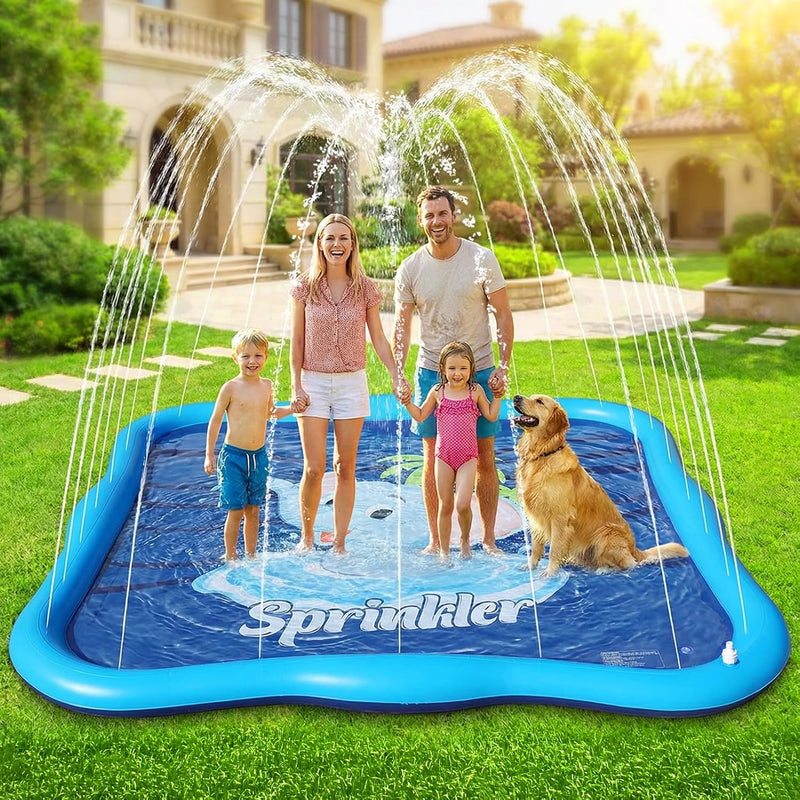 Splash Pad Sprinkler for Kids & Dog, 75" Round Sea World Splash Pad for Kids Ages 2+, Thicken Outdoor Water Toy Play Mat for Children, Backyard Inflatable Sprinkler Shallow Pool Fountain Pad