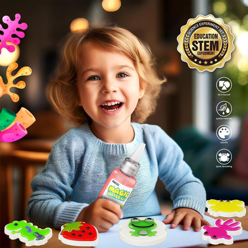 Magic Water Toy Elf Kit, Aqua Fairy Water Gel Kit for Kids, STEM Learning, DIY Craft Kit, 12 Magic Gels & 12 Molds, Age 3+