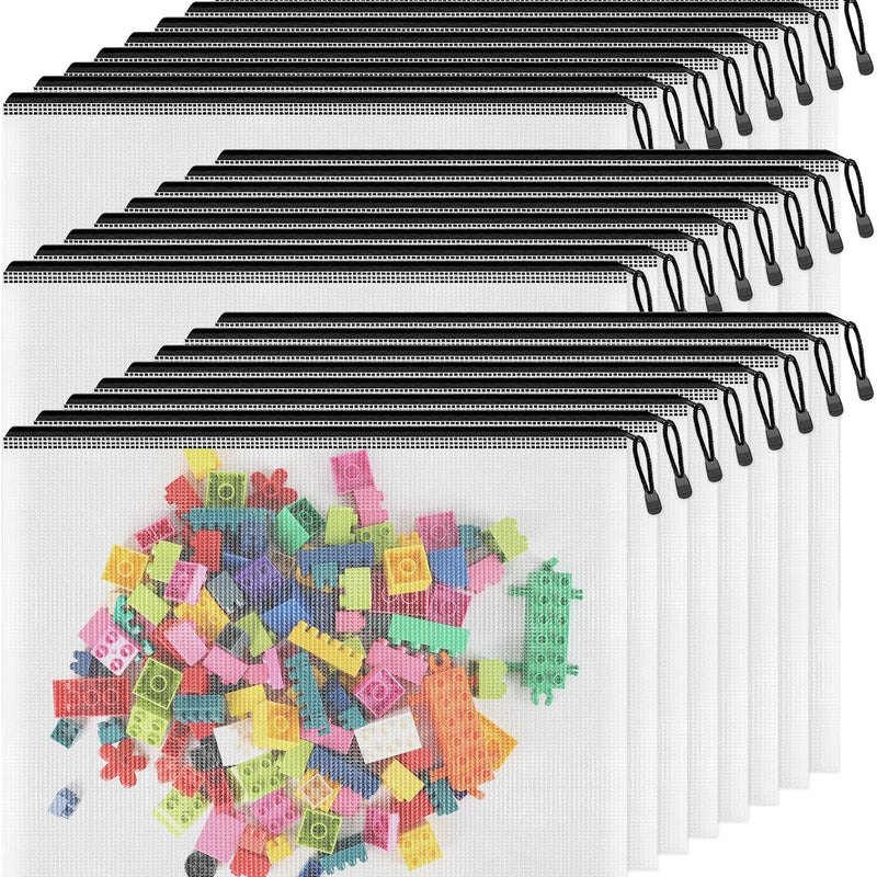 Smarpau 24 Pack Pencil Pouches, A6 Waterproof PVC Pencil Bags, 12 Colors Mesh Zipper Pouches for School Supplies, Classroom Organisation, Office Documents & Travel Storage