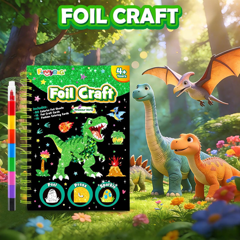 FUNNYB&G Foil Art Craft Kit for Kids, Sparkly Birthday Gift Toy for Kids