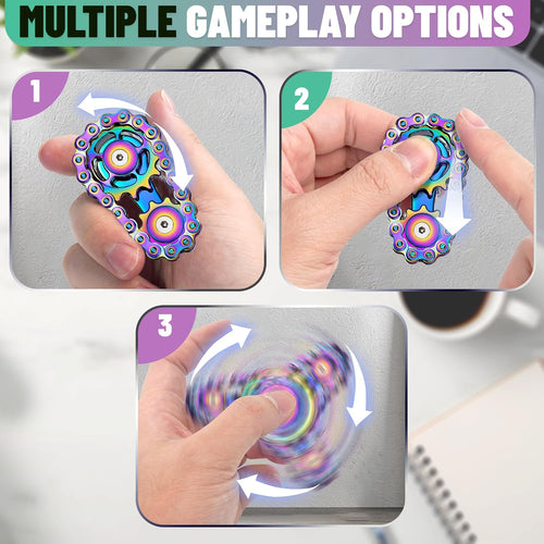 Metal Fidget Spinner Toys for Teens Boys Adults Bike Chain Roller Gadgets ADHD Figette Anxiety Stress Relief Items Quiet Figet Desk Offices EDC Men Easter Basket Stuffer