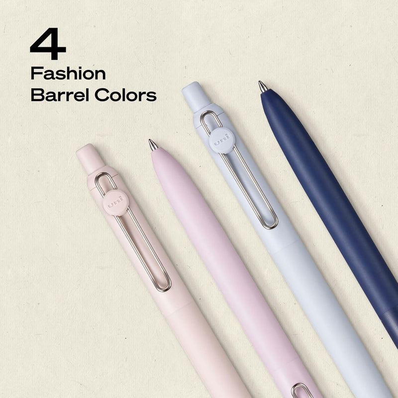 uniball™ Zento Gel Pens, Black Ink, 0.7mm Medium Point, Retractable, 4 Count, Smooth Writing, Quick-Drying, No Smear, No Bleed, Muted Barrel Colors