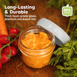 KeaBabies 12pk 4oz Glass Baby Food Containers with Lids, Leak-Proof (Slate) | Microwavable Small Glass Jars, Baby Purees, Toddler Snack Storage Containers, BPA-Free, Dishwasher-safe, Freezer Safe
