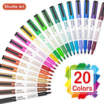 Shuttle Art Magnetic Whiteboard Markers, 20 Pieces Fine Tip and Eraser, Dry Erase Whiteboard Markers, for Writing on Whiteboards, Weekly Planner, Glass for School Office Home