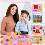 Exorany 8-Page Busy Board for Toddler Girl, Sensory Learning Toy with 20+ Activities, Soft Felt Material, Lightweight and Compact Design