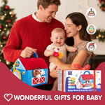 hahaland 6-12 month baby surprise barn with farm animals and real sounds - montessori toys for infants