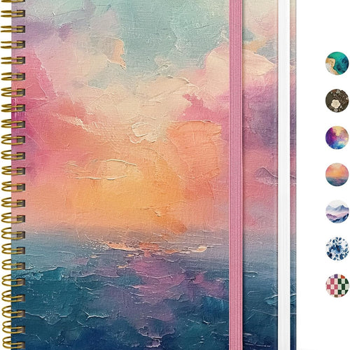 Taja Lined Spiral Notebook Journal for Women A5(5.8" × 8.3"), Cute Hardcover Notebook for Work, School & Note Taking, Pretty College Ruled Journal for Writing, 140 Pages, Sunset