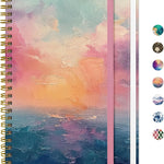 Taja Lined Spiral Notebook Journal for Women A5(5.8" × 8.3"), Cute Hardcover Notebook for Work, School & Note Taking, Pretty College Ruled Journal for Writing, 140 Pages, Sunset