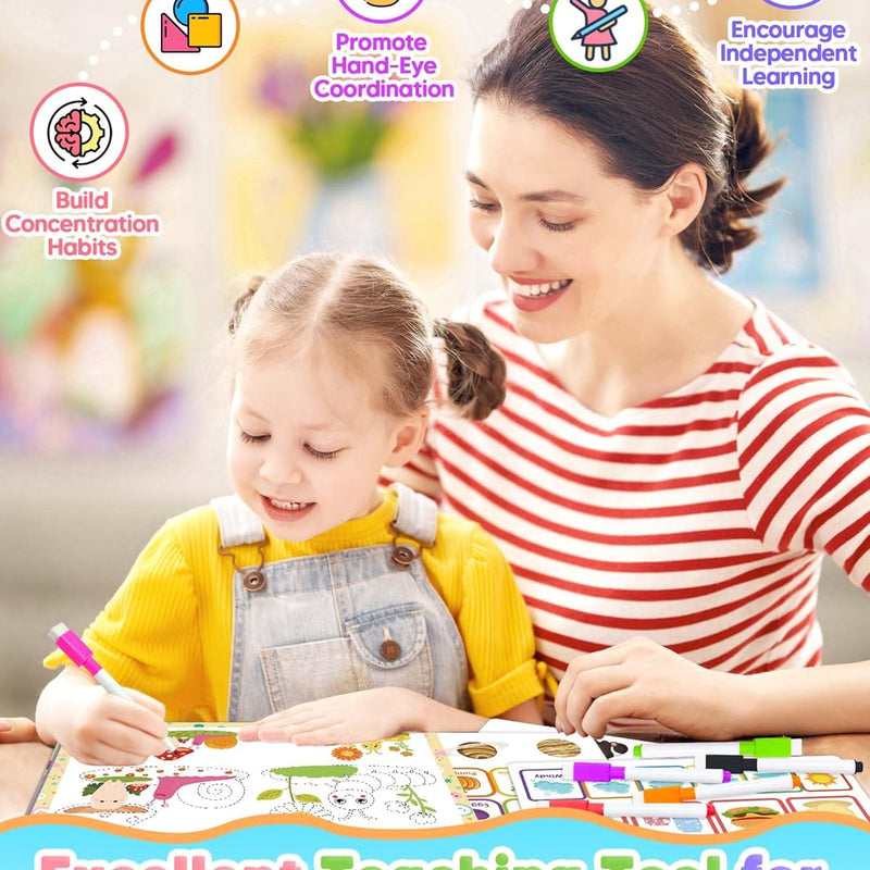 Toddler Busy Book, Montessori Educational Toys for 3 4 5 Year Old Gifts | Learning Toy, Preschool Learning Activities, Tracing Coloring Activity Books for Kids Ages 3-5, Car Airplane Travel Toys