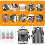 Baby Diaper Bag with Changing Station, Waterproof Diaper Bag Backpack for Moms Dads with USB Charging Port, Baby Shower Gifts, Baby essentials,Grey