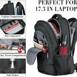 BIKROD Travel Laptop Backpack, 17 Inch Extra Large School Backpacks for Teen Boys and Girls, Black Water Resistant Women Back Pack, Business Men Sturdy Computer Bag