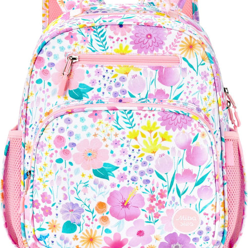 mibasies Kids Backpack for Girls: Girls Backpack 5-8 - Kindergarten Elementary School Bookbag for Girl - Flower Pink