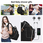 Diaper Bag Backpack, Large Baby Bag with Changing Pad, Thick Padded Back & Straps, Laptop Compartment, Waterproof Travel Backpack with USB Port, Multi-Function for Mom & Dad, Black