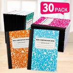 feela Mini Composition Notebook, Cute 30 Pack 5 Pastel Colors Narrow Ruled Mini Composition Books Bulk, Small Pocket Marble Journal Notebooks for Kids Students College, Pocket Size 4.5 x 3.25 in