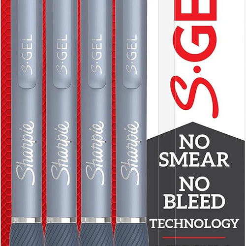 Sharpie S-Gel Gel Pens, Frost Blue Barrel, Black Ink, Medium Point (0.7mm), 4 Count - School, Office Supplies, For Journaling, Writing, Note-Taking