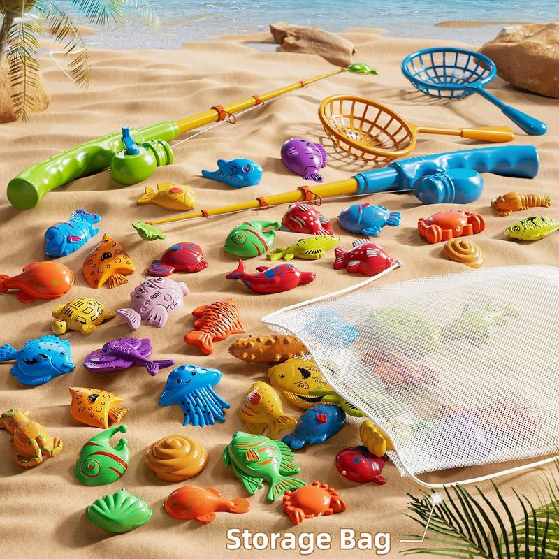 NIPLOOOW Magnetic Fishing Game Pool Toys for Kids 3-5, Water Table Bathtub Kiddie Party Toy with Pole Rod Net Plastic Floating Fish, Outdoor Toys for Boys Girls Kids Age 3 4 5 6 7 8 Year Old