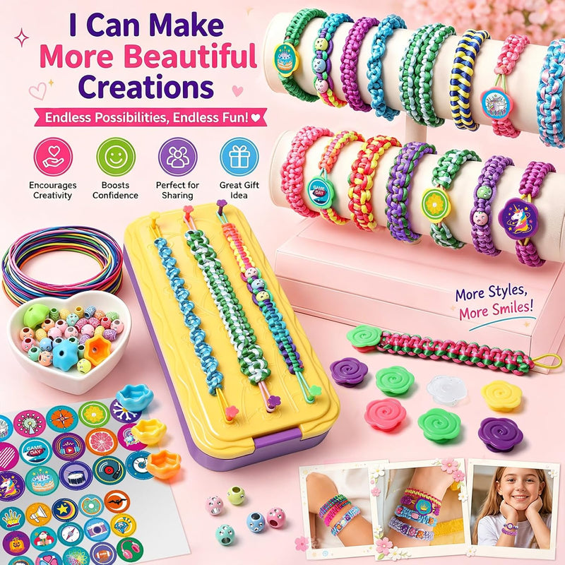 DDAI Arts and Crafts for Kids Age 8-12 Friendship Bracelet Making Kit for Girls - Best Birthday Gifts Ideas for Girl 7 9 10 11 Year Old - Popular Bracelets String Maker Toys Set