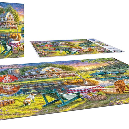 RoseArt Soft Touch Backyard Country Farm Scene 1000 Piece Jigsaw Puzzle for Adults