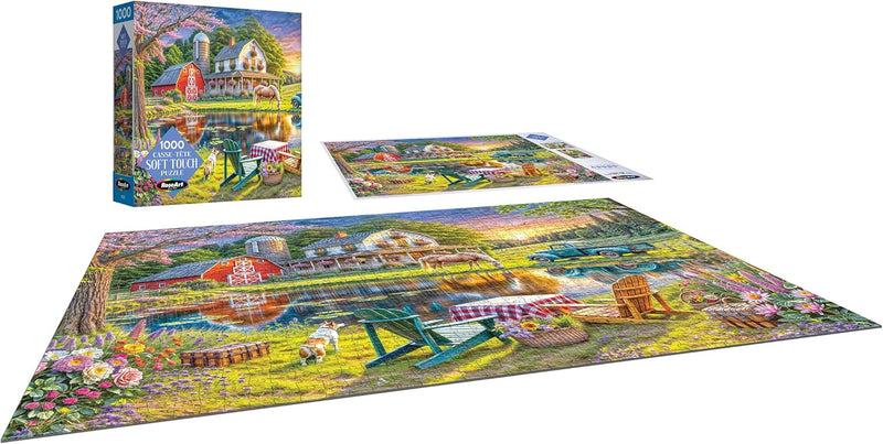 RoseArt Soft Touch Backyard Country Farm Scene 1000 Piece Jigsaw Puzzle for Adults