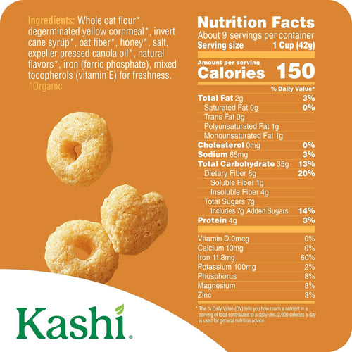 Kashi Honey Toasted Breakfast Cereal 13.6oz | Organic, Whole Grain