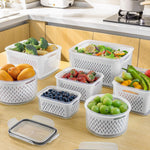 Fruit Storage Containers for Fridge with Removable Colander 4 PCS | Airtight Food Storage Container Dishwasher Safe Produce Saver for Refrigerator Keep Berry Fruit Fresh Longer Small Clear