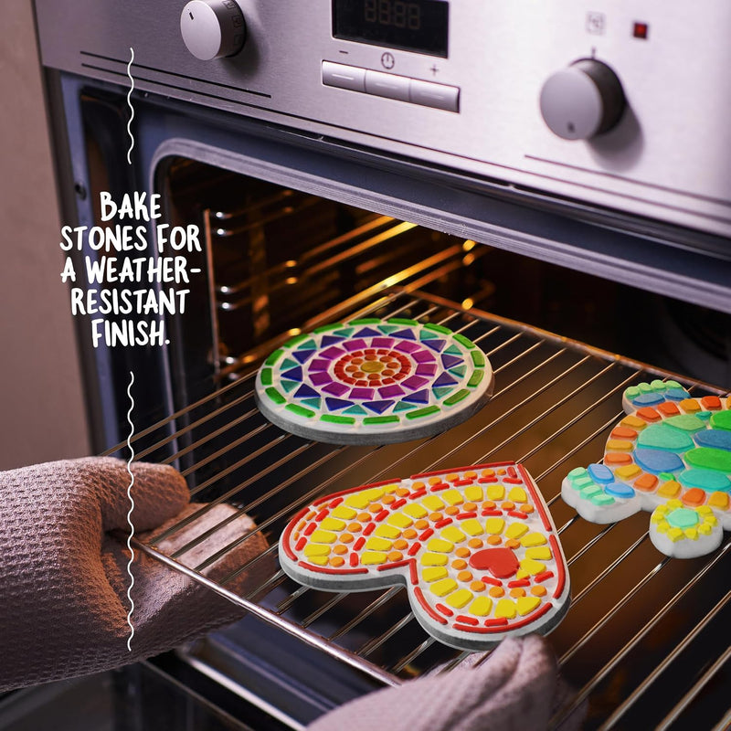 Stepping Stones Painting Kit for Kids - 5 Paint Your Own Garden Stones | 5 Stepping Stones with Paints and Brushes, Crafts for Kids Ages 6-8 - Birthday Gifts for Girls & Boys Ages 6 7 8 9 10 Years