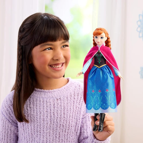 Mattel Disney Frozen Anna Fashion Doll in Sparkling Removable Dress, Cape & Boots and Braided Hair, Posable & Collectible, Inspired by Movie