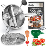 Stainless Steel Food Mills With 3 Milling Discs,Ergonomic design Of Rotary Food Mills For Tomato Sauce,Potatoes,Jams with Silicone Handle Dishwasher Safe, Multifunctional Spoon,Orange
