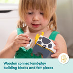 Melissa & Doug Blockables Farm Snap and Play Connectable Wooden Blocks Play Set for Preschoolers (56 Pcs)