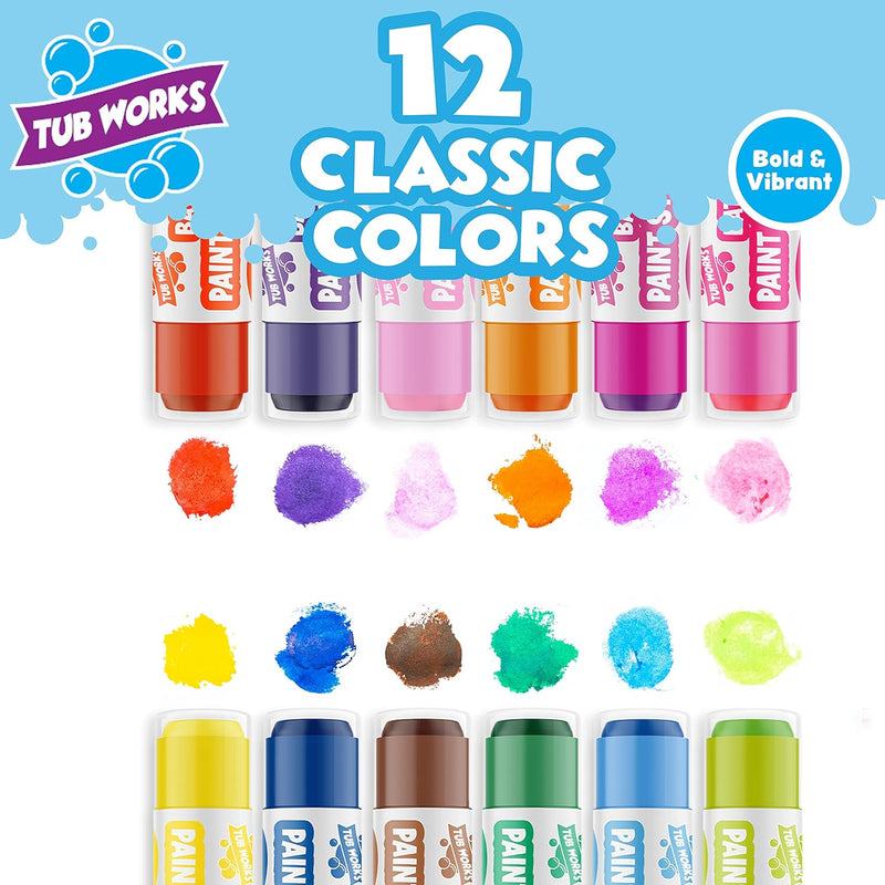 Tub Works® Bath Paint Sticks™ | Nontoxic, Washable Bathtub Paint for Creative Kids & Toddlers