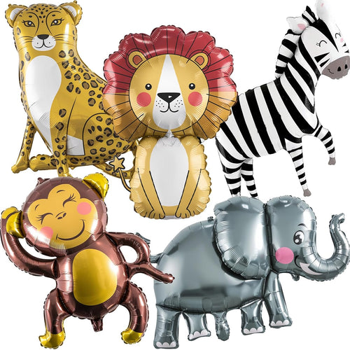 Jungle Safari Animals Balloons: Vibrant Foil Balloons for Kids' Wild One Zoo Birthday Party Decor