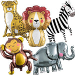 Jungle Safari Animals Balloons: Vibrant Foil Balloons for Kids' Wild One Zoo Birthday Party Decor