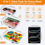 YQBRAO Clear Hard Shell Zipper Cases, 6 Multi-Size Organizers, White | Rigid clear shells in three practical sizes organize toiletries, cosmetics, cables, stationery and household essentials