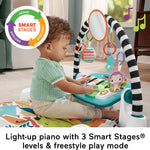 Fisher-Price Baby Musical Toy Set Glow and Grow Kick & Play Piano Gym Blue Playmat with 2 Rattle Maracas for Newborns Ages 0+ Months