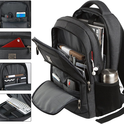 Volher Laptop Backpack,Business Travel Anti Theft Slim Durable Laptops Backpack,Water Resistant College Computer Bag for Women & Men Fits 15.6 Inch Laptop and Notebook - Black