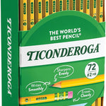 Ticonderoga Wood-Cased Pencils, Unsharpened, 2 HB Soft, Yellow, 72 Count