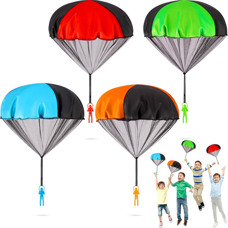 Yeeeasy 4-Pack Tangle-Free Parachute Toys for Kids, Outdoor Flying Game for Boys & Girls Age 3-12, STEM Science Gift