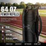 Under Armour Insulated Water Bottle with Handle & Fence Hook, Half Gallon Sports Water Jug, Leak-Resistant & BPA-Free for Baseball, Football & Gym - Black/Black, 64oz