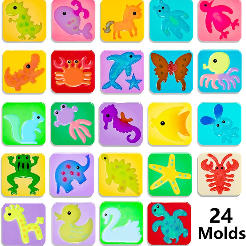 Kidisego Magic Water Elf Toy Kit, 40 Colors Aqua Fairy Water Gel Kit for Kids, Aqua Fairy kit with 24 Molds 10 Pack of Magic Powder, Crate Your Own Water Pets Craft Kits for Kids