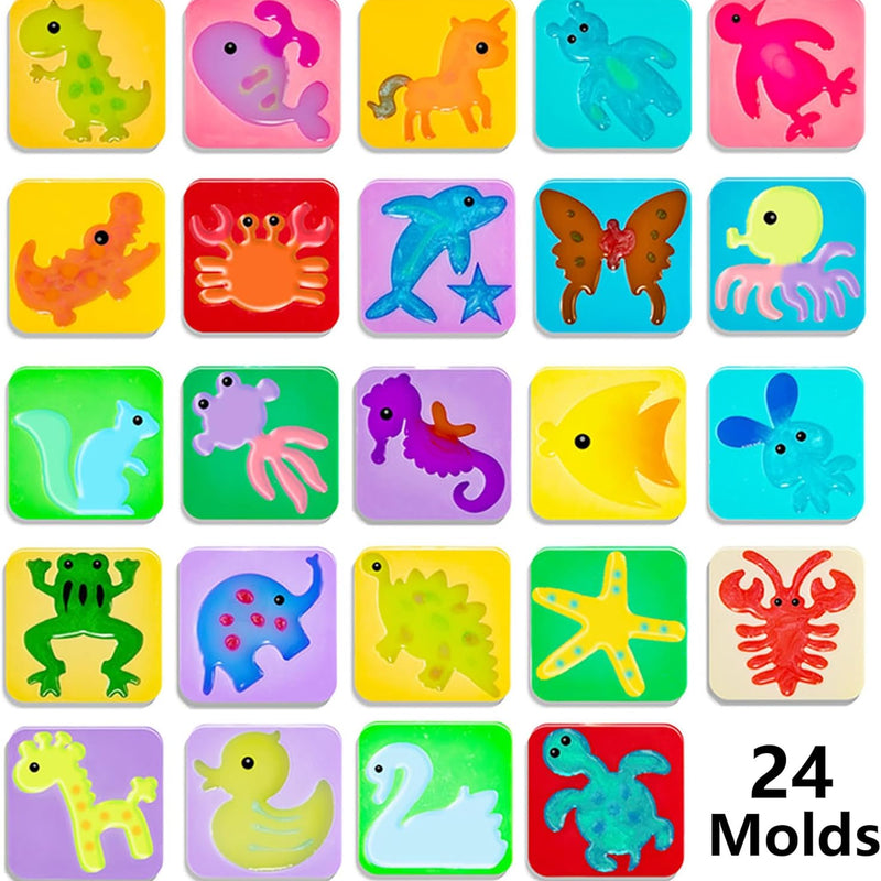 Kidisego Aqua Fairy Water Gel Kit for Kids, Magic Water Elf Toy Kit with 20 Colors Magic Gel, Aqua Fairy kit with 24 Shape Molds, Crate Your Own Magic Elf Kits Water Pets Craft Kits for Kids