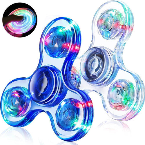 Fidget Spinner 2 Pack, Light up Sensory Fidget Toys Adults Kids 4-8-12 with Autism ADHD, Kids Travel Toys Anxiety Stress Relief Teen Boy Gifts, Classroom Prizes Glow Birthday Party Graduation Gifts