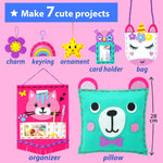 KRAFUN My First Sewing Kit for Kids Ages 6-12 | 7 Animal Dolls | 7 stuffed animal & plush pillow projects. Pre-punched felt & instructions included. Gift for girls & boys