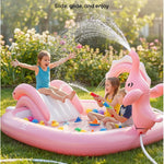 QPAU Elephant Kids Pool with Slide and Sprinkler, Inflatable Play Center with 4 Rings, 72 × 64 × 37 in, Fast Inflation Kiddie Pool for Garden & Backyard, Birthday Gift for Ages 1+ (Pink)