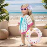 18 Inch American Doll Accessories, Fashion Doll Swimming Play Sets for American 18 Inch Girl Including Clothes Swimsuit Sunglasses Phone Shoes